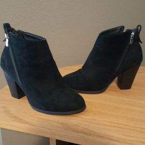 Low heel black booties